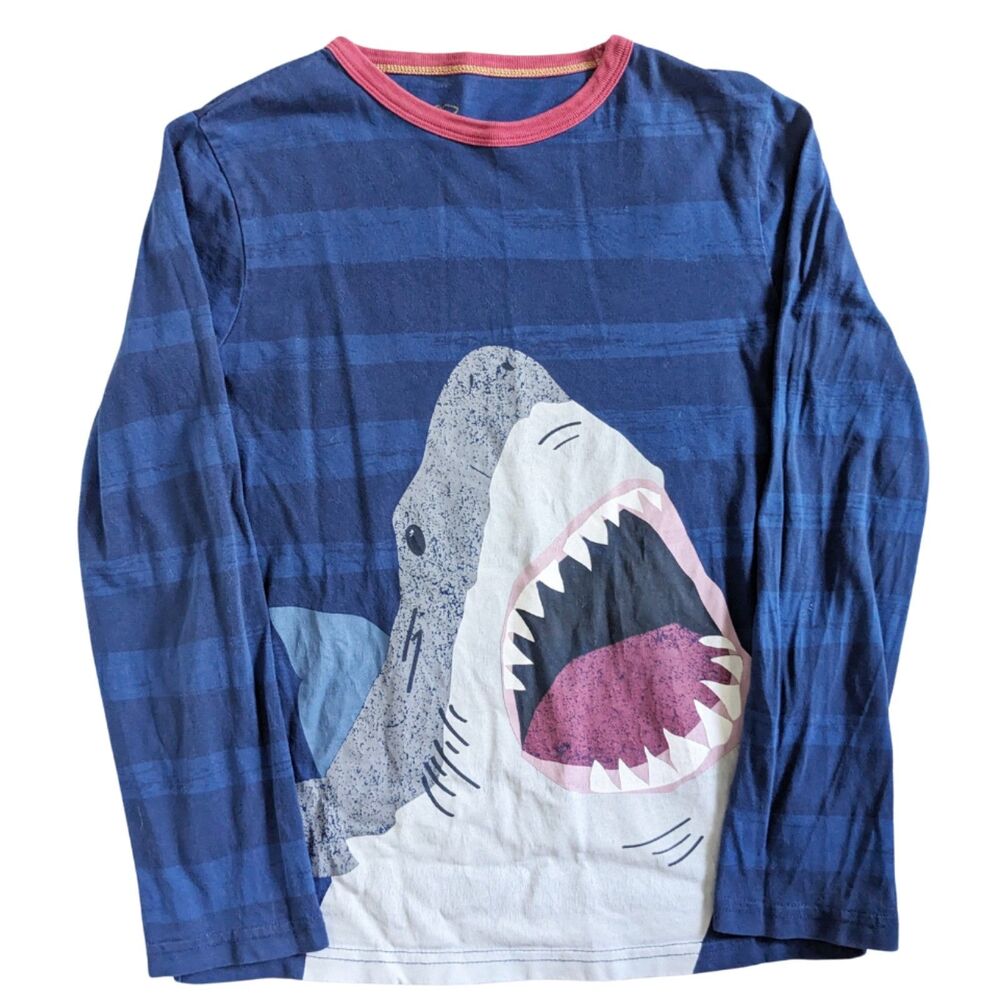 Mini Boden Shark Graphic Tee Long Sleeve Shirt boys 9-10Y